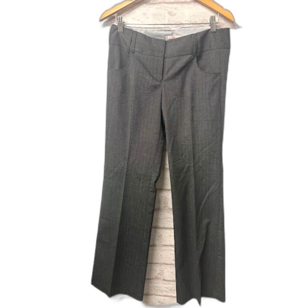 Free 2 Luv Trousers Y2k Office Siren Pants Low Rise Gray Sz 7 Bootcut Pinstripe